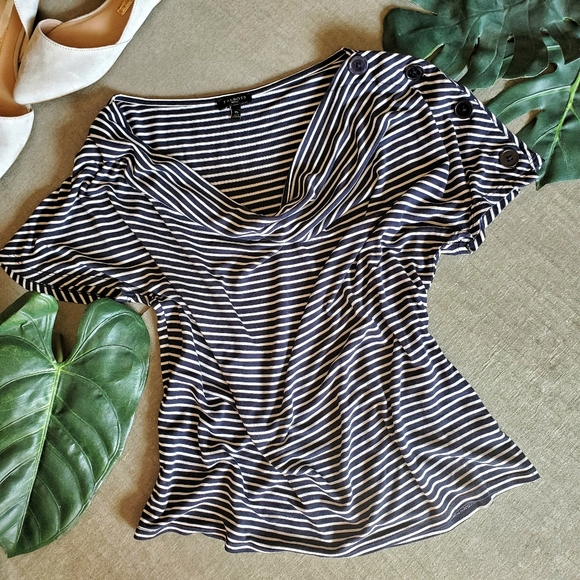 💓SOLD💓Talbots Nautical Button Sleeve Cowl Top - Picture 6 of 16